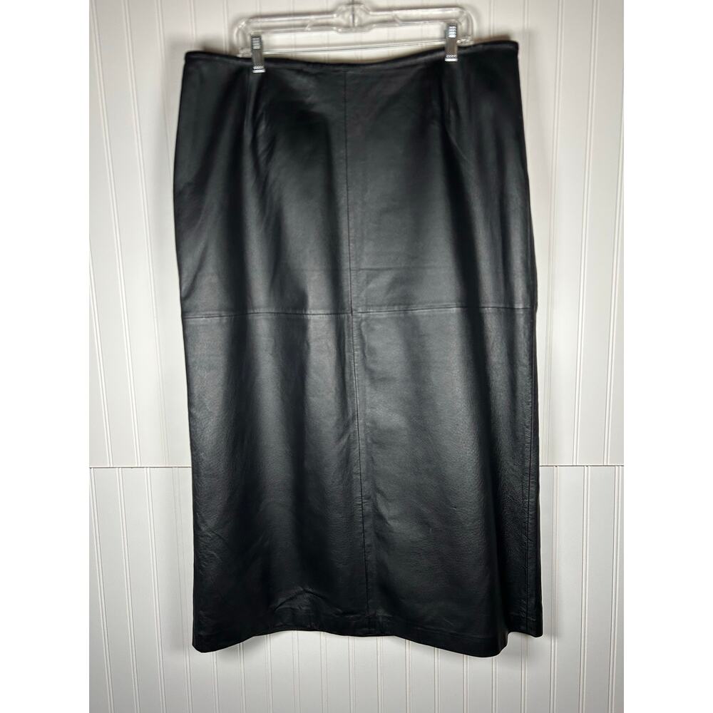 Venezia Black  Leather Long Pencil Skirt Lined Slit Women’s plus Size 20 Y2k